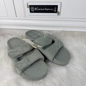 New A New Day Sage Green Terry Cloth Slide Sandals Size 11